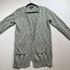 ModCloth Women's Cardigan XS Green Gray V-Neck‎ Open Front Long Green Gray